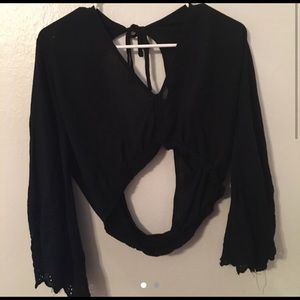 Black, Festival, Crop Top